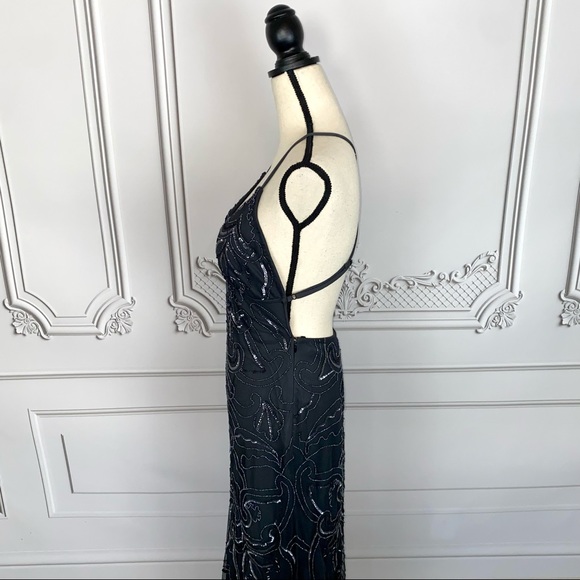 Jump Apparel Black Long Beaded Backless Dress | Size 7/8 - Picture 10 of 14